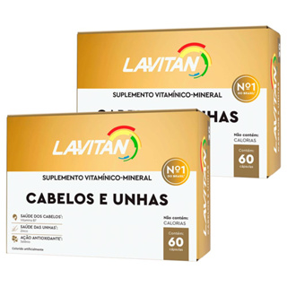 Kit 2 Caixas - Lavitan Hair Cabelos e Unhas Biotina 60 Cápsulas (Total 120 Cápsulas) Fortalece os Cabelos