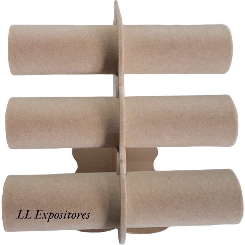 Expositor de pulseira relogio bracelete três andares - Organizador em Veludo Bege