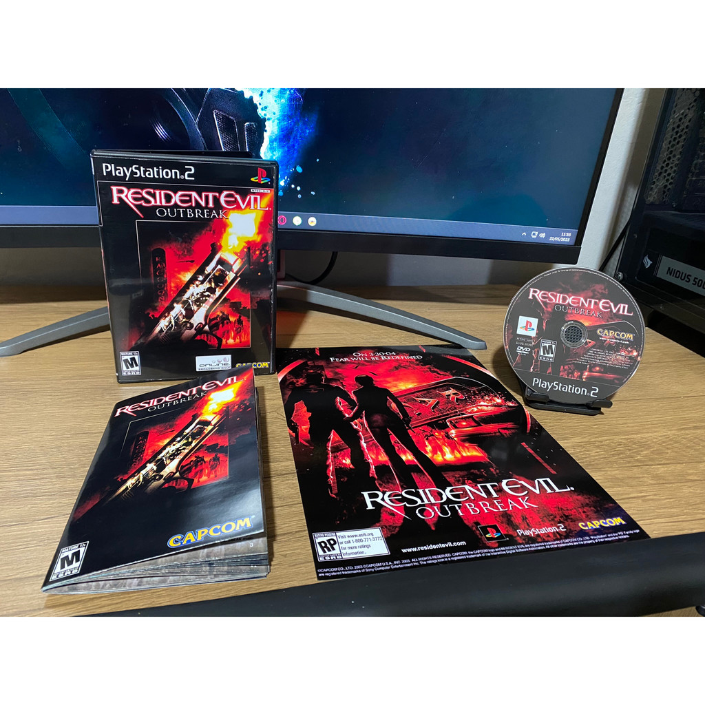Resident Evil OUTBREAK com Pôster/Manual para PS2