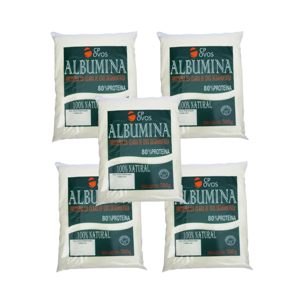 Albumina Pura 2,5 kg - Proteína 80% - Suplemento Integral - CP Ovos - (5x500g)