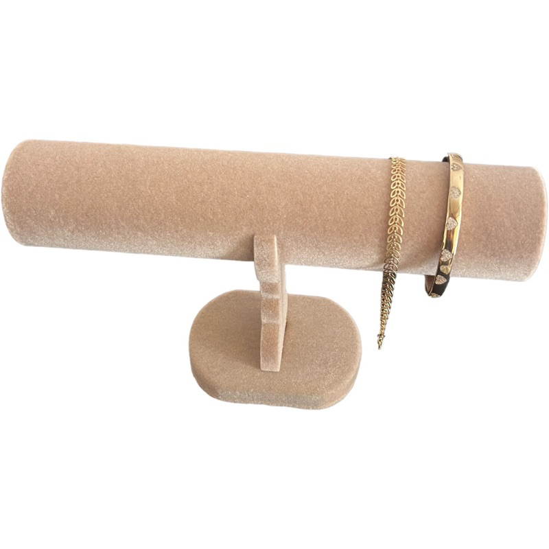 Suporte Expositor de Pulseira Bracelete e Relógios - Organizador Simples - Veludo Bege em Oferta na Shopee