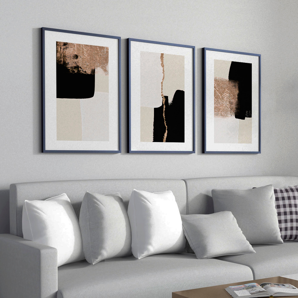 Kit Quadro Decorativo Sala Grande Moldura Abstrato Luxo — imagem 2 de 2