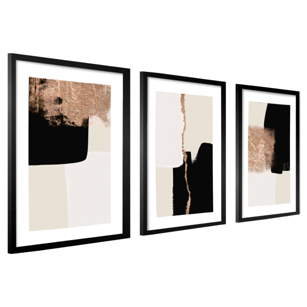 Conjunto Quadros Decorativos Modernos Sala 40x60 Moldura Quarto Hall Escritório