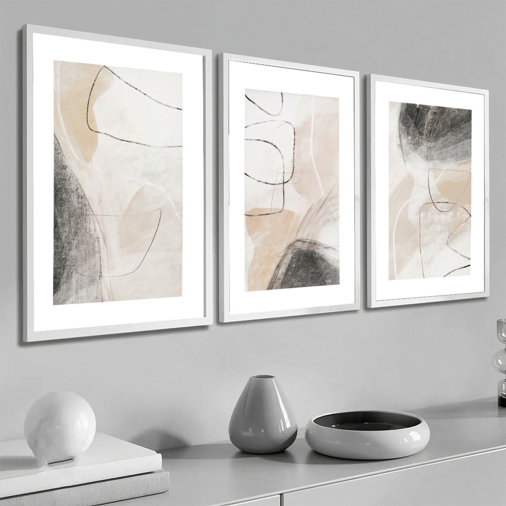 Trio Quadro Decorativo Grande Sala Moderno Moldura