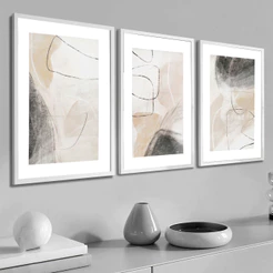 Trio Quadro Decorativo Grande Sala Moderno Moldura