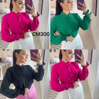 camisa com botões aberto manga longa feminina