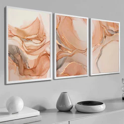 Kit 3 Quadros Decorativos Para Sala Moderno Grande Moldura