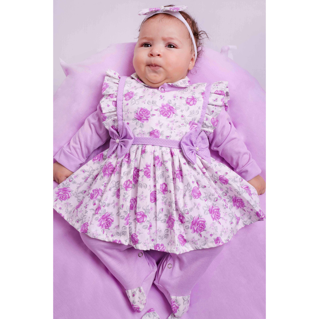 Saída de Maternidade Menina 04 peças Duda Floral Roupa de Bebê Menina em Oferta na Shopee
