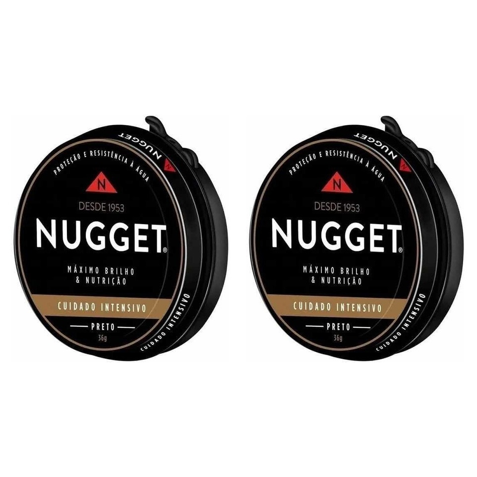 Kit 2 Graxa Para Calçados Pasta Nugget Preta 36g