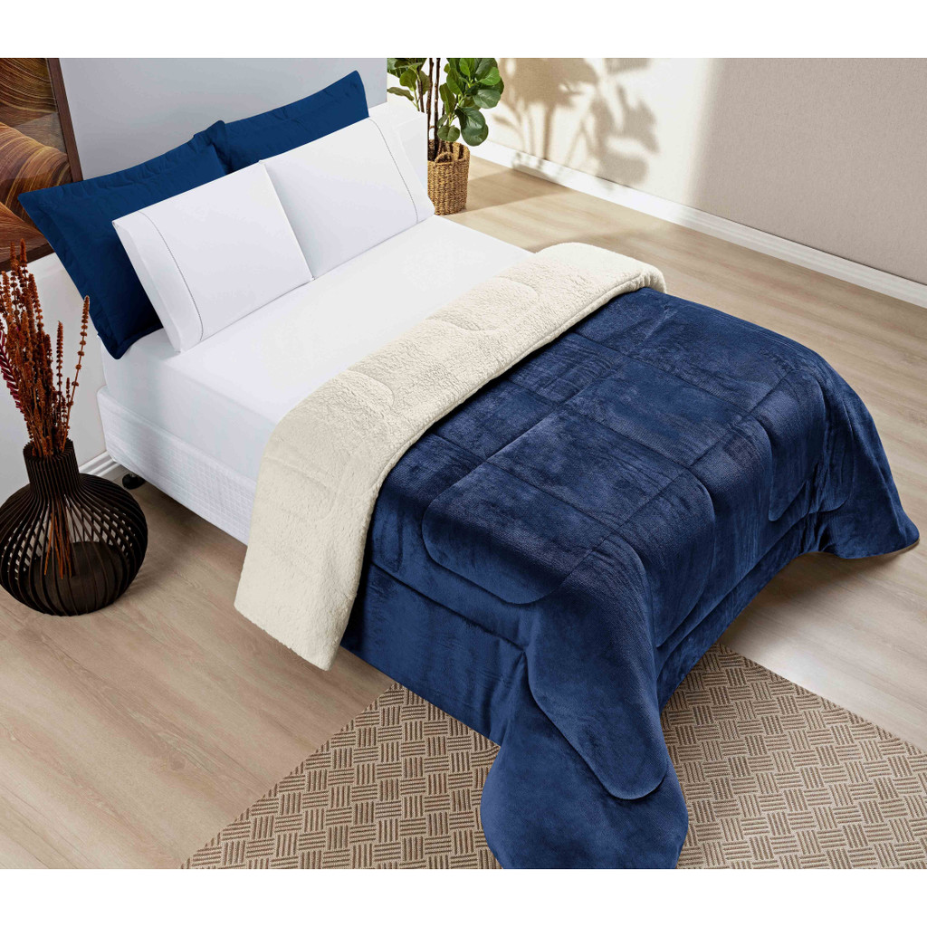 Coberdrom Everest mante Fnnel e Lã Pele De Carneiro Queen 2,4m X 2,2m