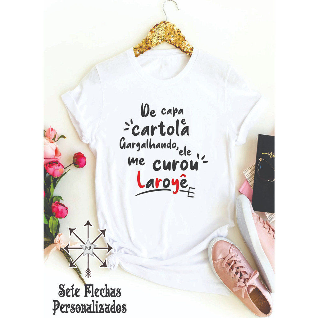 Camiseta De Capa e Cartola Gargalhando ele me curou – Laroyê Exu Umbanda Candomblé, Afro Religiosa,