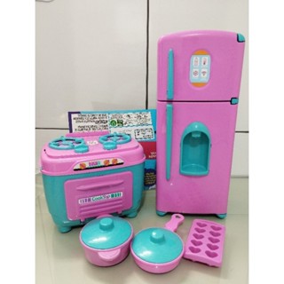 kit Cozinha Infantil - Geladeira Duplex + Fogao Play Cooker com Panelinhas - Kit 10