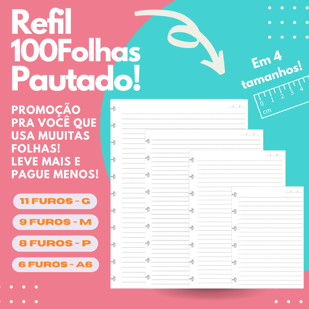 Refil Caderno Inteligente Pautado 90g - 100 folhas