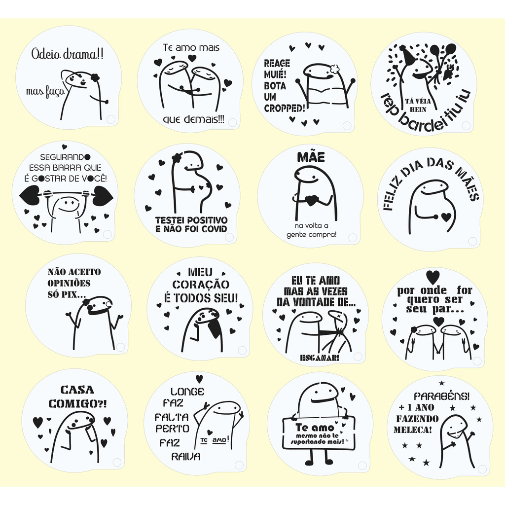 Kit Stencil Flork Kit 16 Moldes 7x7cm PROMOÇÃO