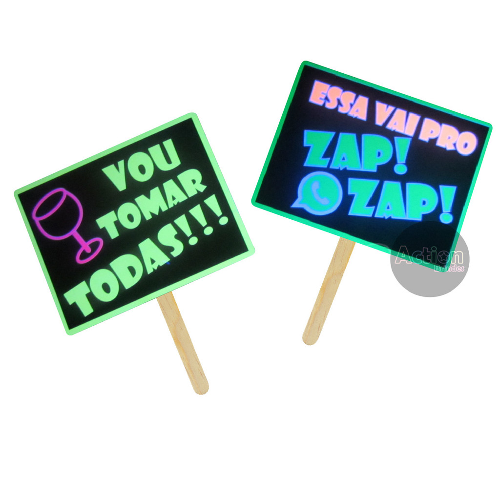 Placas Divertidas Balada Neon - Kit 10 Unidades