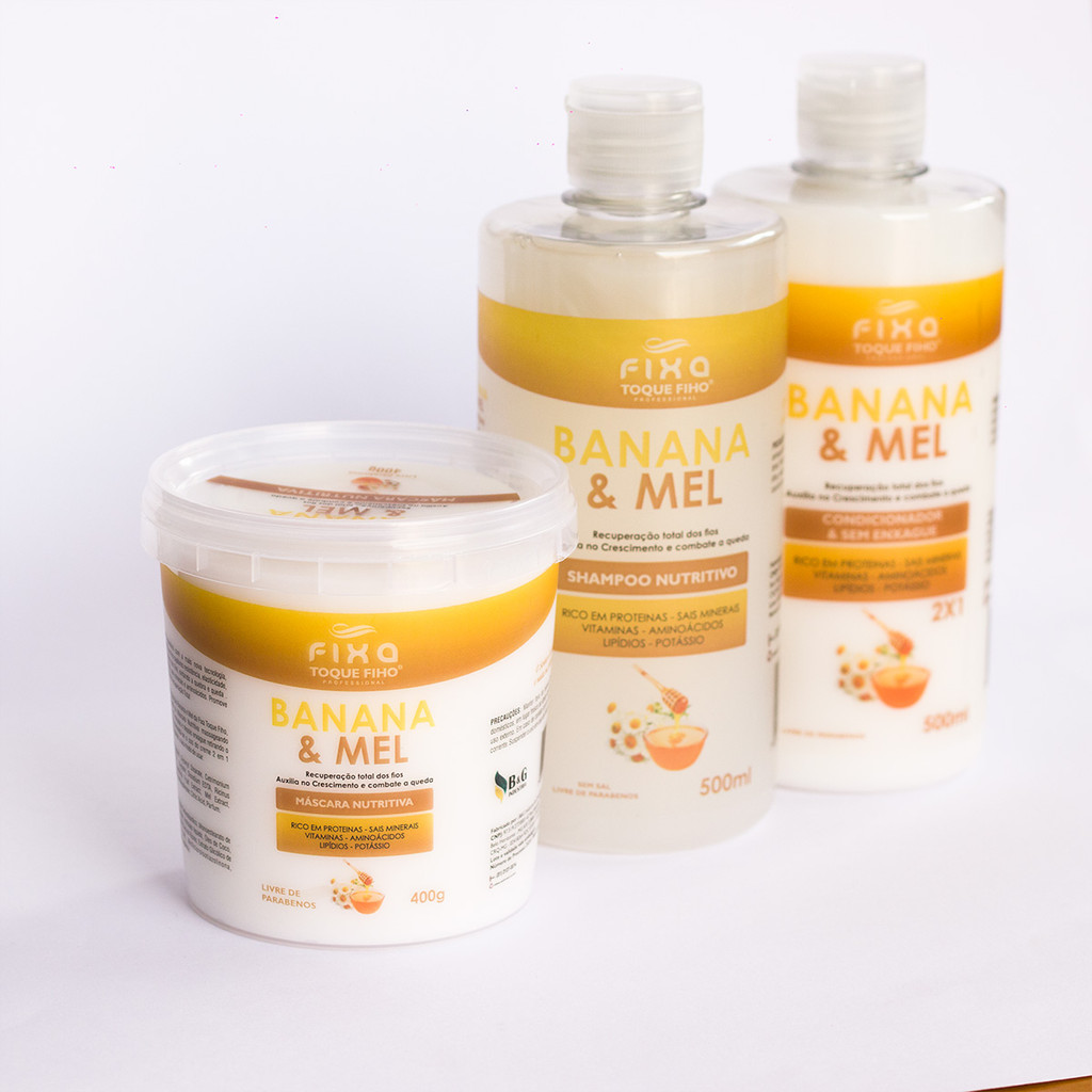 Kit Nutrição Capilar Banana E Mel Tratamento Intensivo Hidratação Profunda