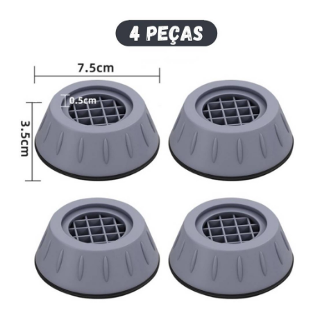 Kit 04 Suporte Pé Nivelador Anti-Ruído Máquina de Lavar lava e seca