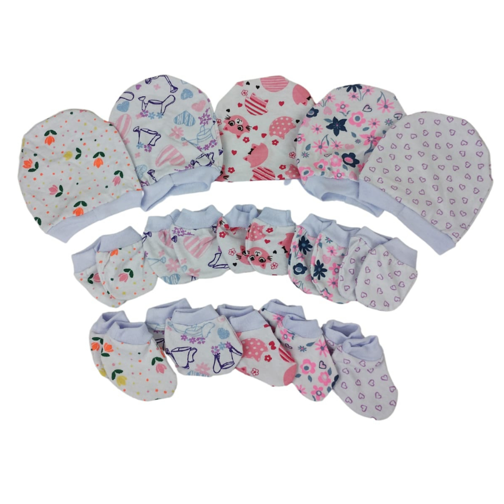 Touca Bebê , Luvas e Meias, kit 15 Peças Recém Nascido Menina e Menino Touca Bebê , Luvas e Meias, kit 15 Peças Recém Nascido Menina e Menino