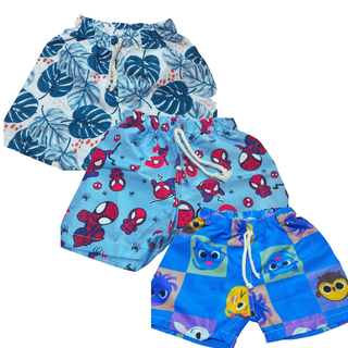 Kit 3 Bermudas Mauricinho Tactel Short Infantil Estampado