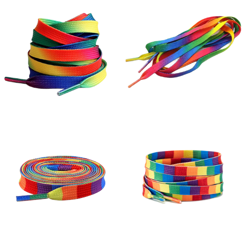 Cadarço Achatado Colorido Ténis 120cm (1 Par) - Degrade e Quadradinhos em Oferta na Shopee