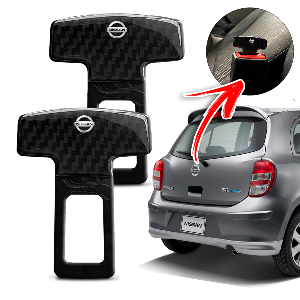 Par Fivela Para Cinto Segurança Anti Bipe Alarme Nissan Kicks March Livina Frontier