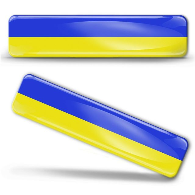 Kit 02 Adesivos 3D Resinados decalque automotivo bandeira da Ucrânia