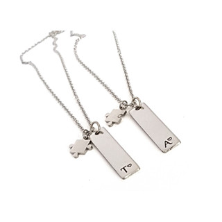 Kit 2 Colares namorados personalizado letra coração nome data aço inox casais amigos amigas bestfriends amizade casal compromisso namoro