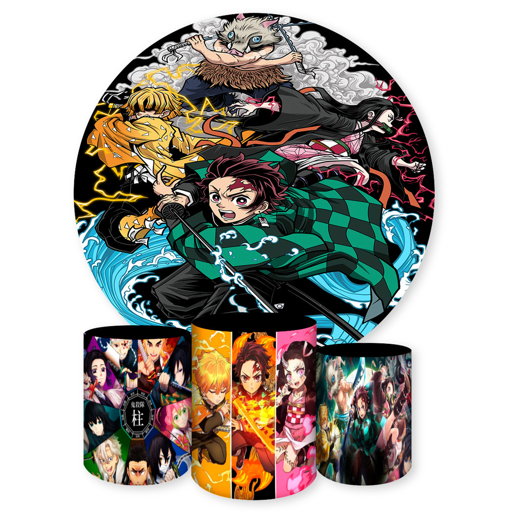 Painel Redondo e Capas de Cilindro Sublimados Tema KNY