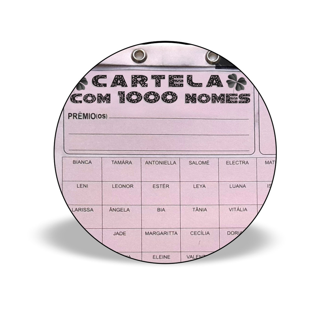 Arte SIMPLES  para Cartela de Rifa  com até 200 Nomes ou Números -  Fabricada em papel Nobre 180g.