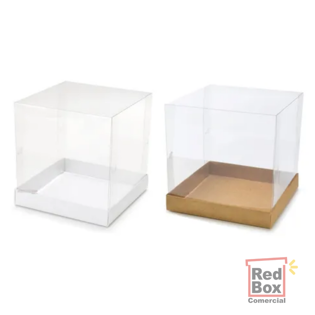 30 Caixas 12x12x12 para presente, Mini Bolo e Panetone 250 Gr kraft ou branco tampa transparente