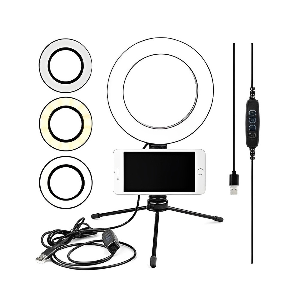 Ring Light Led 6 Polegadas Com Suporte de telefone