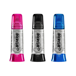 Corretivo Escolar em Fita Recarregável 6m x 5mm Mercur Preto, Azul e Rosa/Papelaria Corretivo em Fita UN em Oferta na Shopee