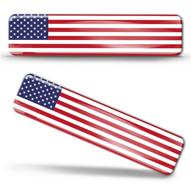 Kit 02 Adesivos 3D resinado decalque automotivo bandeira dos Estados Unidos EUA em alto relevo