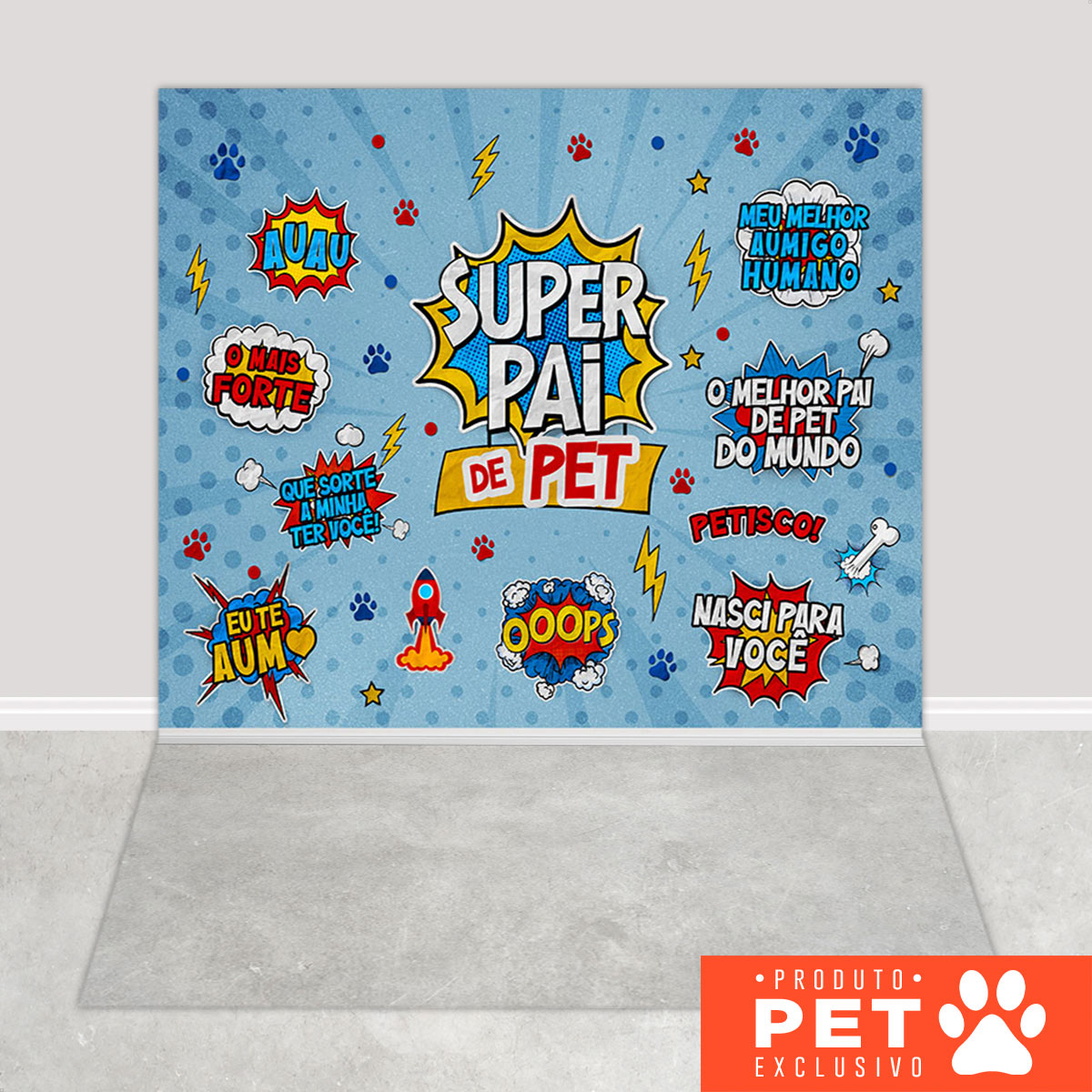 Painel Fundo Fotográfico Pet Dia dos Pais Super Herói Cenário Em Tecido 1,20x1,70m - PET-117 em Oferta na Shopee