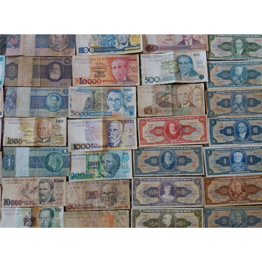 Lote de 5 ou 10 Cédulas Nacionais Antigas Sem Repetição Dinheiro Antigo Cruzeiro Cruzado Coleção Nacional Brasil