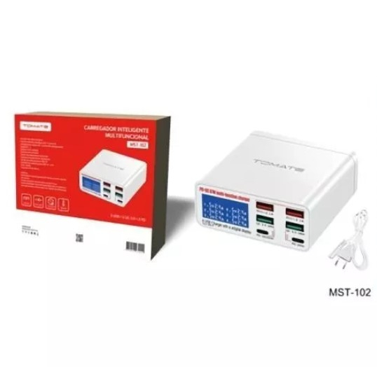 Carregador Rápido De Celulares 6 Portas 87w 5v3a 2 USB + 2 QC 3.0 + 2 PD TIPO-C Carregador inteligente Multifuncional