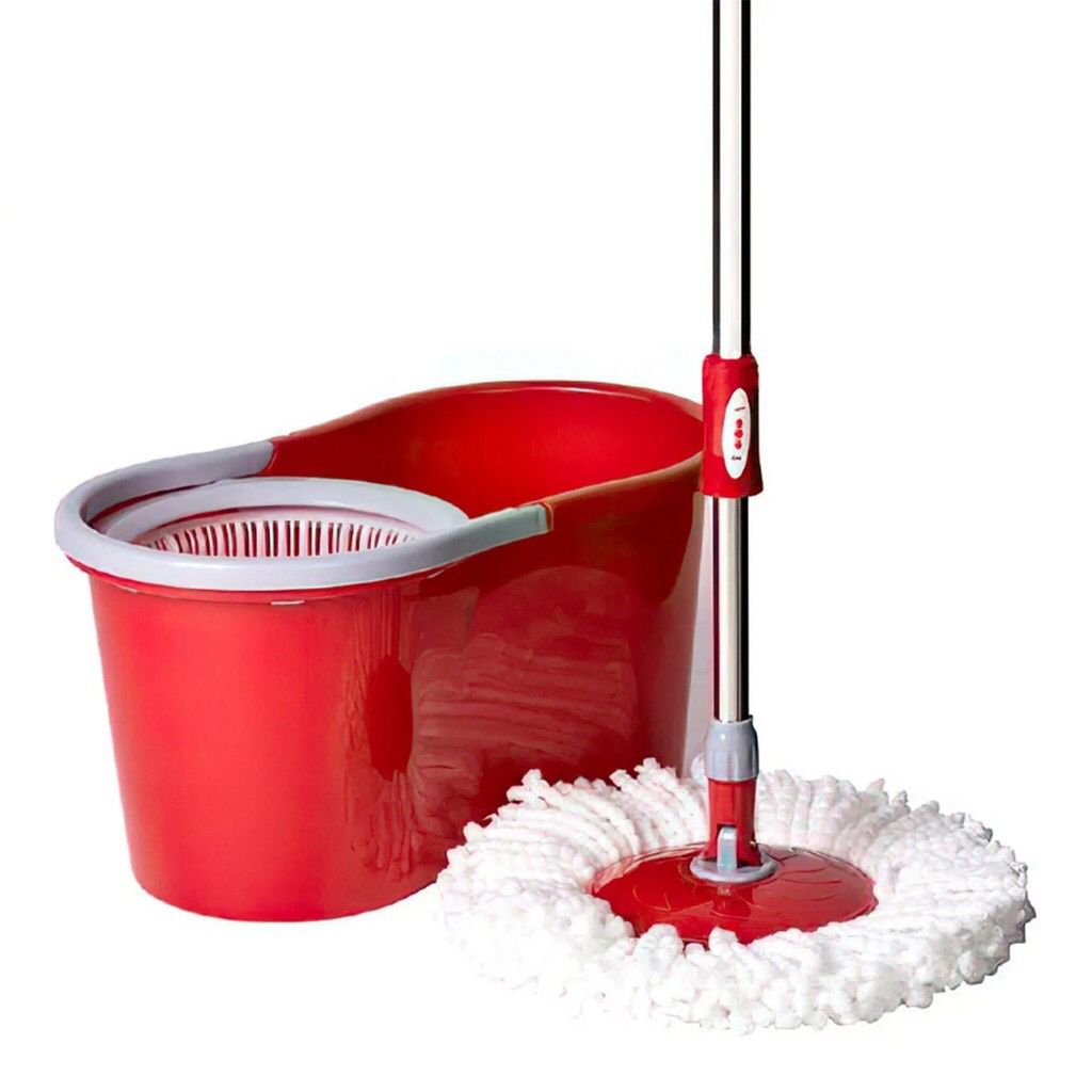 Mop Esfregão Com Cesto Plástico de Limpeza Magic Mop Vermelho 12L Grande