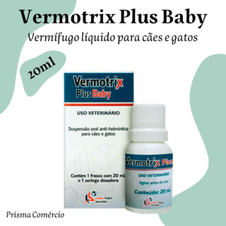 Vermotrix Plus Baby - 1 Frasco de 20ml - Vermífugo Líquido para Cães e Gatos