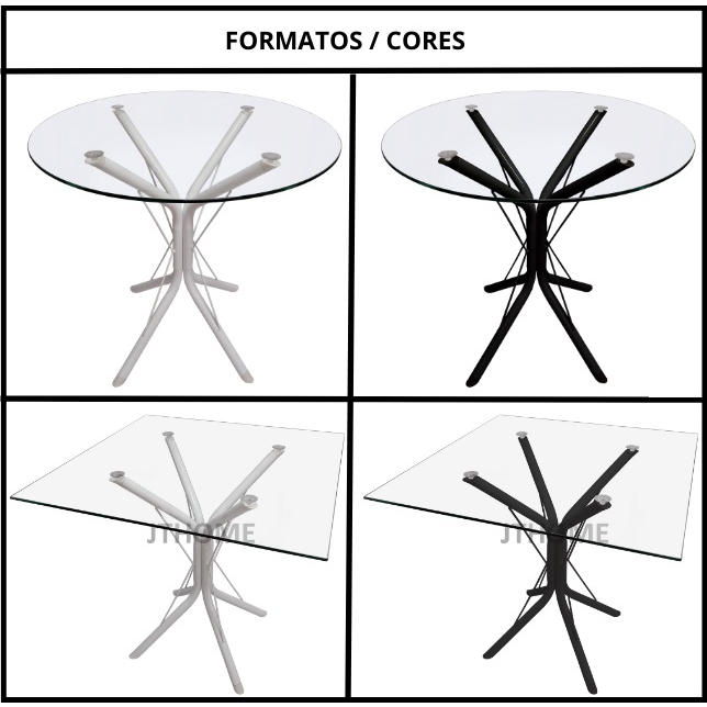 Mesa de Jantar Ana 70cm Vidro Temperado Redonda Ou Quadrada Base Metal 4 Apoio Ventosa em Oferta na Shopee