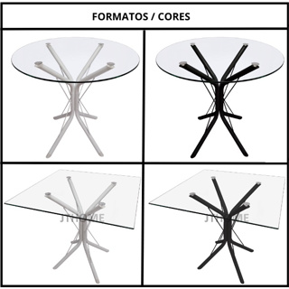 Mesa de Jantar Ana 70cm Vidro Temperado Redonda Ou Quadrada Base Metal 4 Apoio Ventosa em Oferta na Shopee