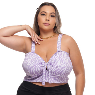 008 cropped de laço moda plus size