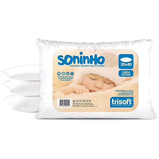 Travesseiro Infantil Para Bebê de 1 ano 2, 3, 4 anos 30x40 Mini Fofo Macio Trisoft