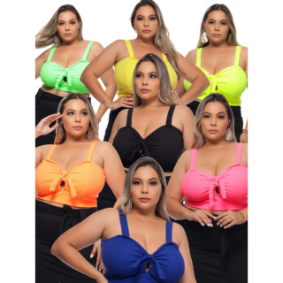 008 CROPPED LAÇO NOVAS CORES NEON PLUS SIZE ROSA SOUL