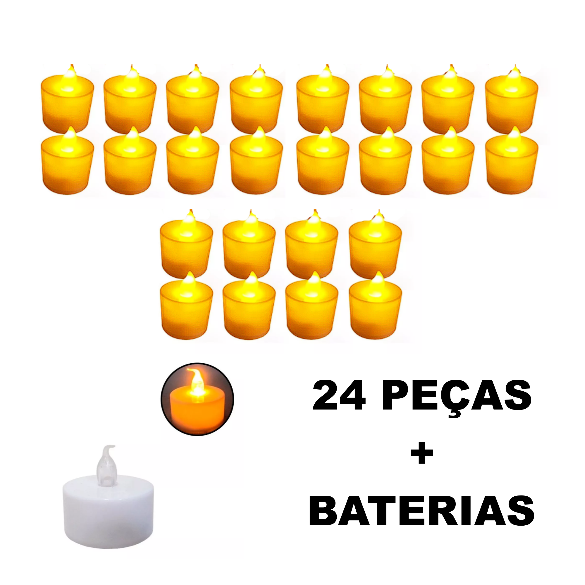 Kit 24 Velas Decorativas Eletrônicas De Led + Baterias Otimas para Decoração