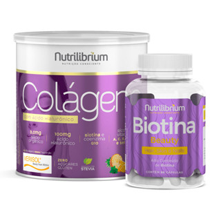 Kit Colágeno Verisol Com Ácido Hialurônico Premium + Biotina Nutrilibrium