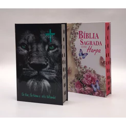 Kit 2 Bíblias Sagrada Tamanho Grande Capa Dura Com Harpa Palavras de Jesus em Vermelho (Kit 6)