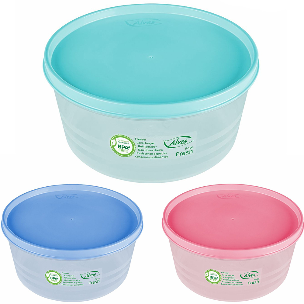 Pote Redondo Multiuso 1 Litro Plástico Fresh Color - Potes De Plastico Marmita Utensílios De Cozinha Potinhos Alves