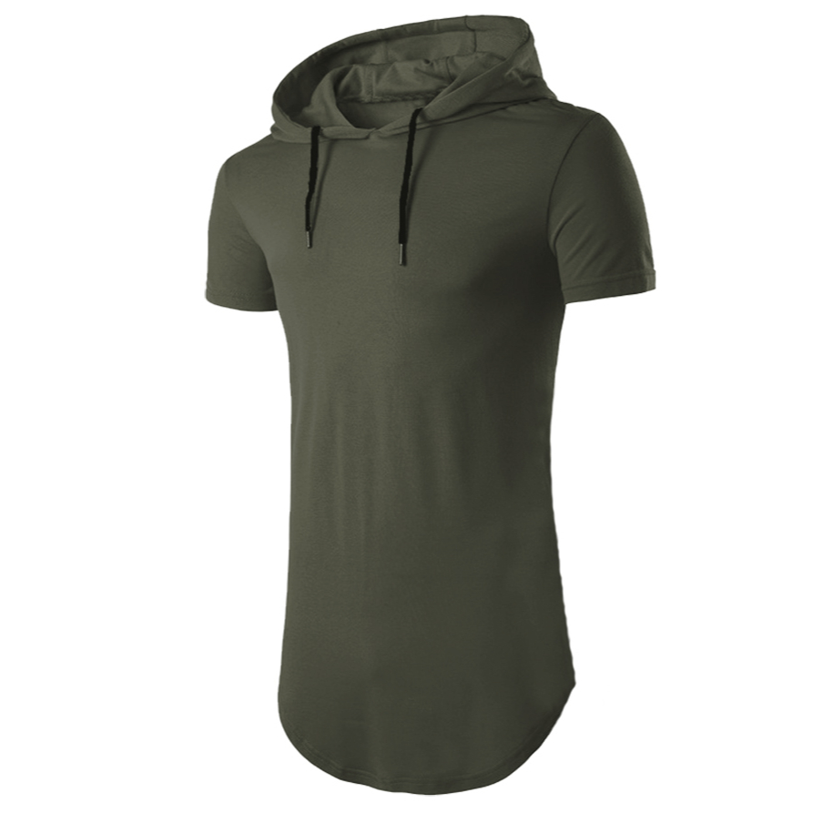 Camiseta Longline Masculino Manga Curta com Capuz Oversized C14