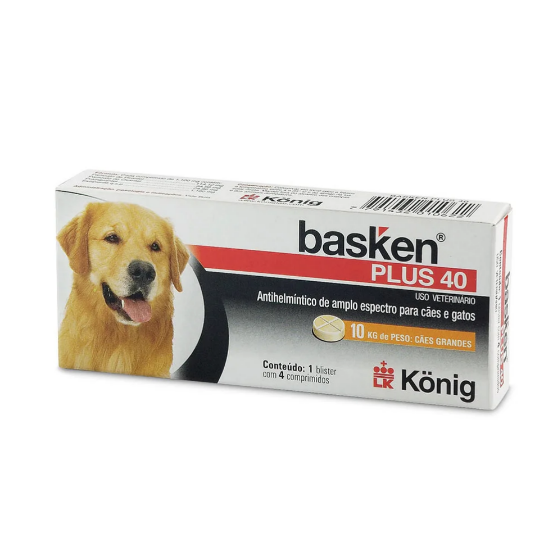 Vermífugo Basken Plus 40 4 Comprimidos para Cães de até 10kg König em Oferta na Shopee
