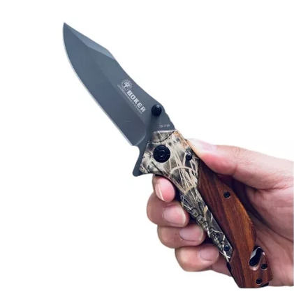 Canivete Madeira Camuflado Boker 1769  Multifuncional C/clip
